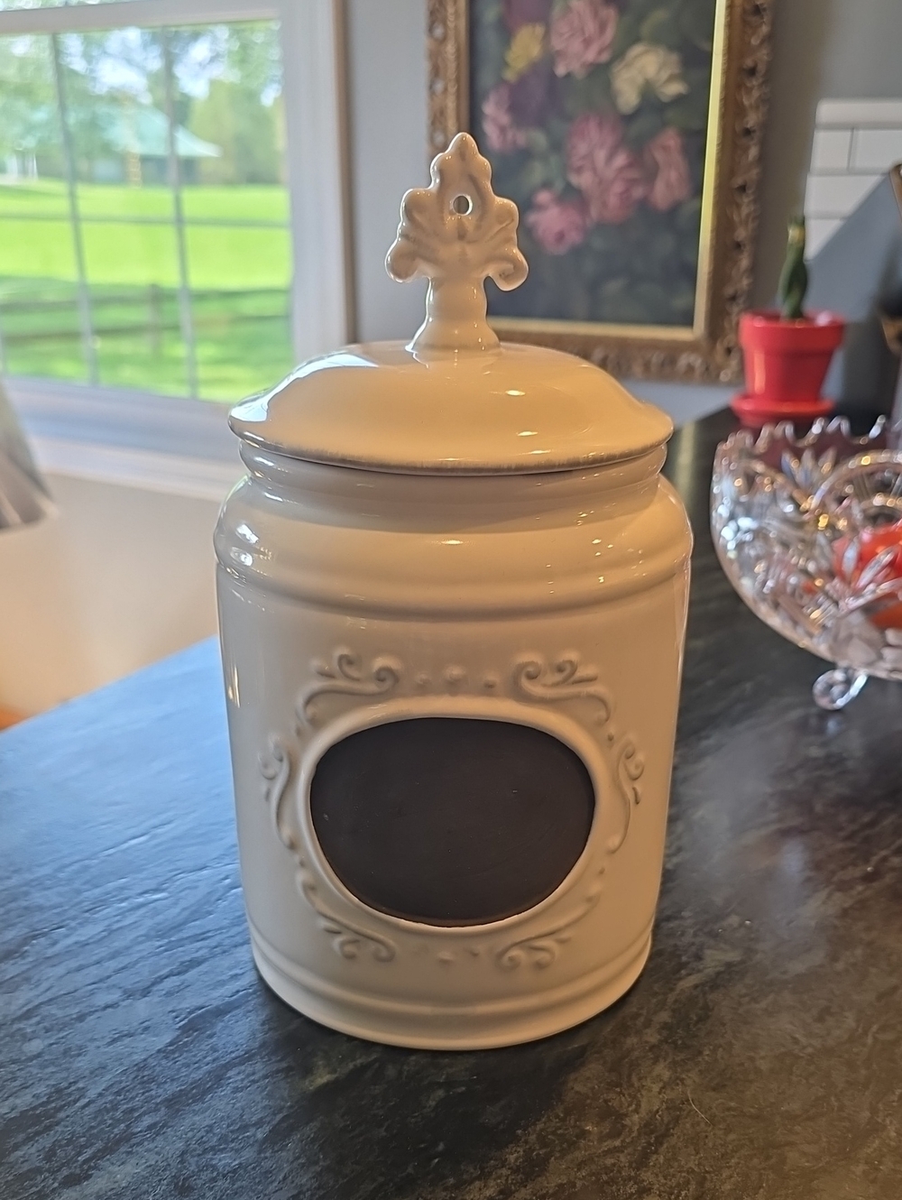 Home Essentials Cream Ceramic Canister with Chalk Label
